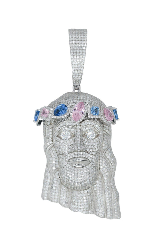 Custom Round VVS Moissanite Diamond Jesus Pendant - Agoradiant