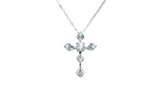 Fancy Cross Necklaces 1.2ct tw Round VVS Moissanite - Agoradiant