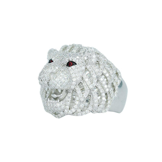 Lion baguette and Round VVS Moissanite Diamond Ring - Agoradiant