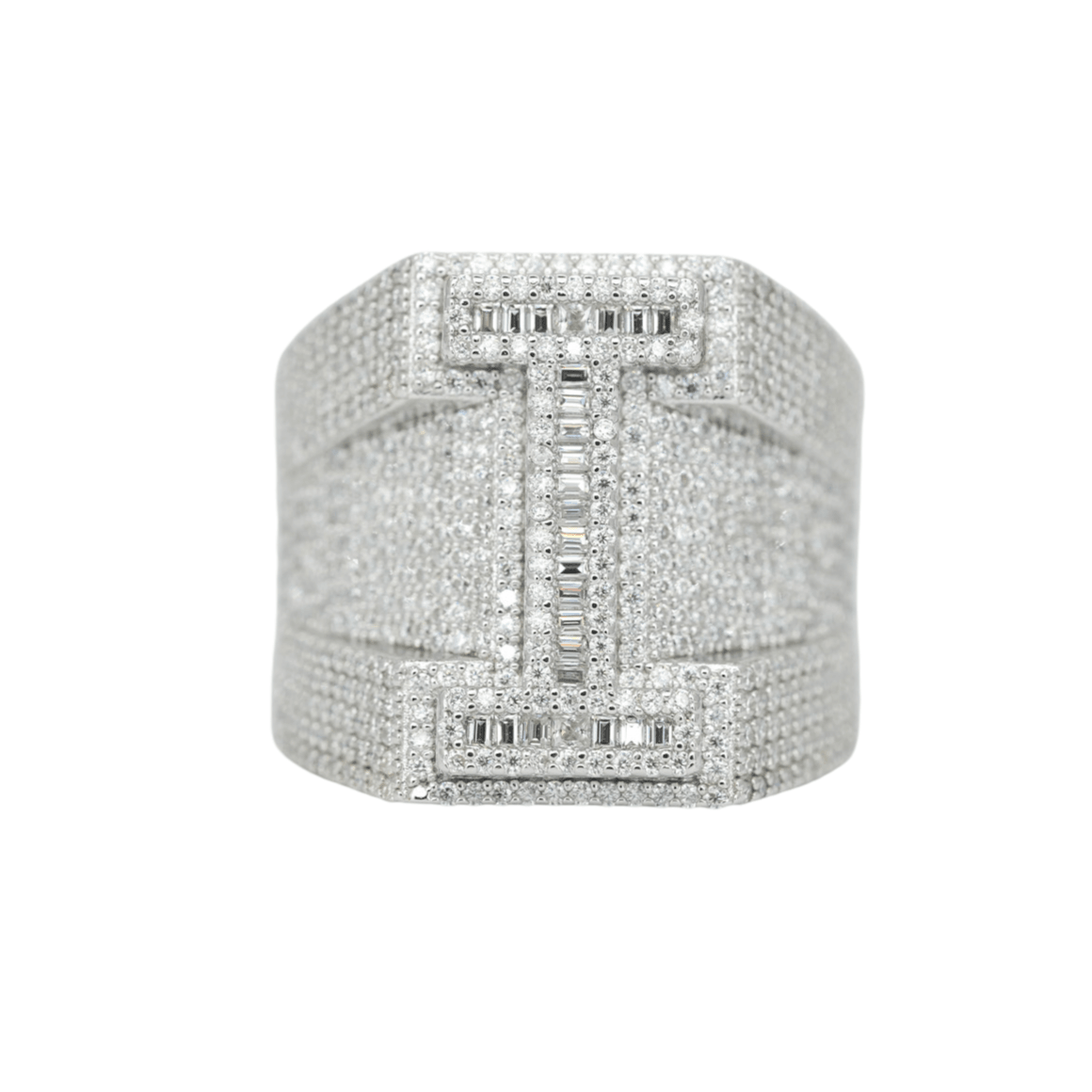 Round And Baguette Letter I Ring - Agoradiant