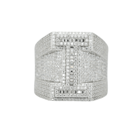 Round And Baguette Letter I Ring - Agoradiant