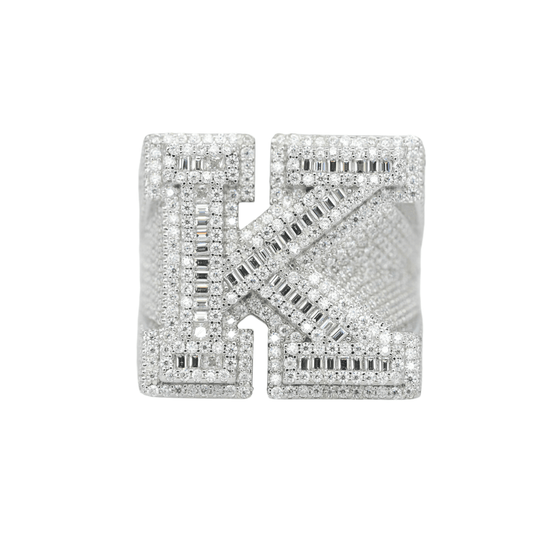 Round And Baguette Letter K Ring - Agoradiant