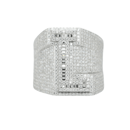 Round And Baguette Letter L Ring - Agoradiant