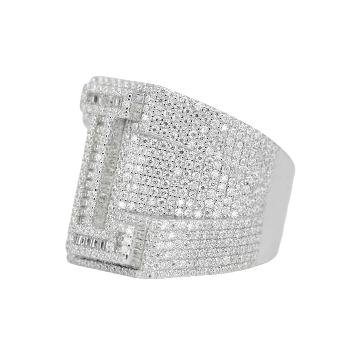 Round And Baguette Letter L Ring - Agoradiant