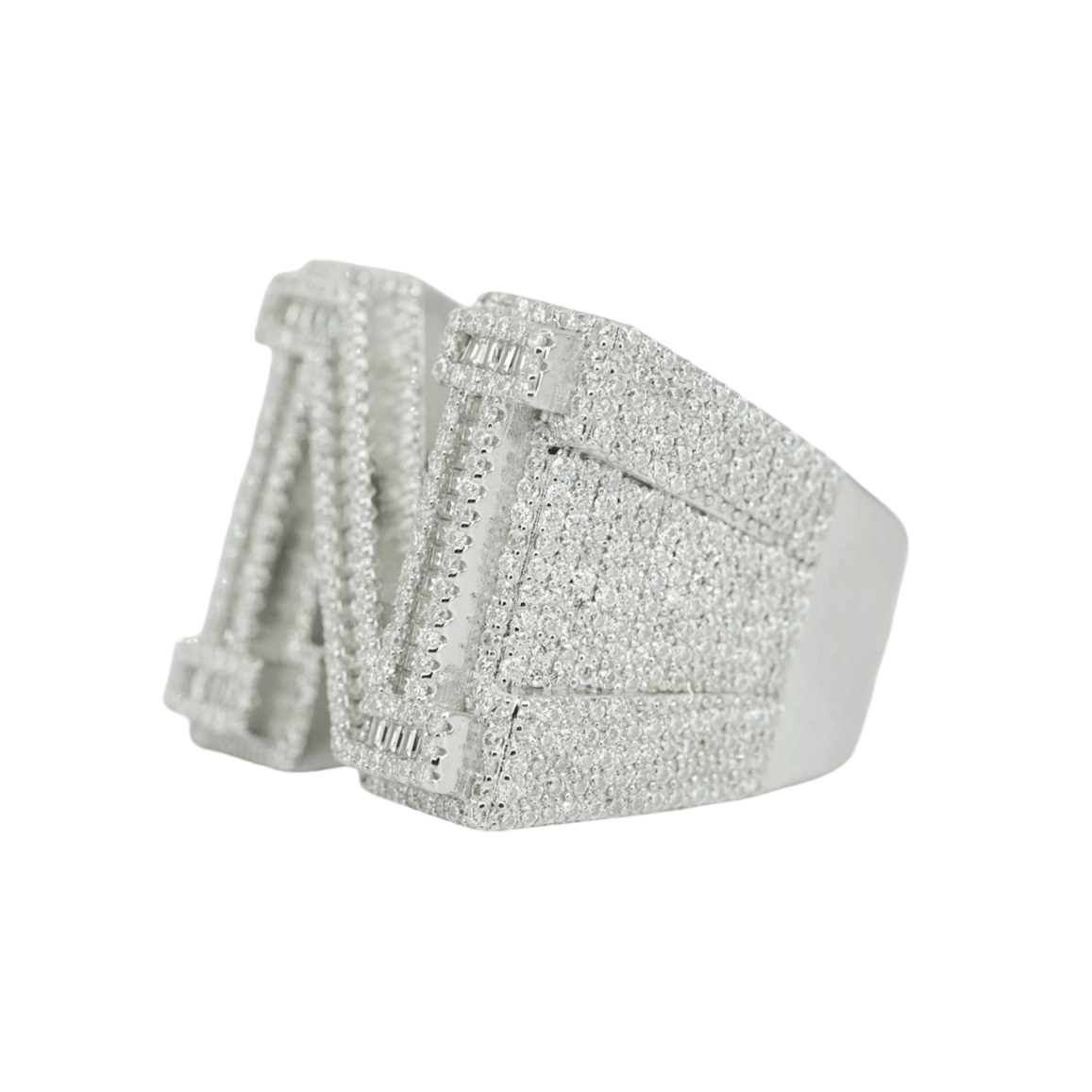 Round And Baguette Letter N Ring - Agoradiant