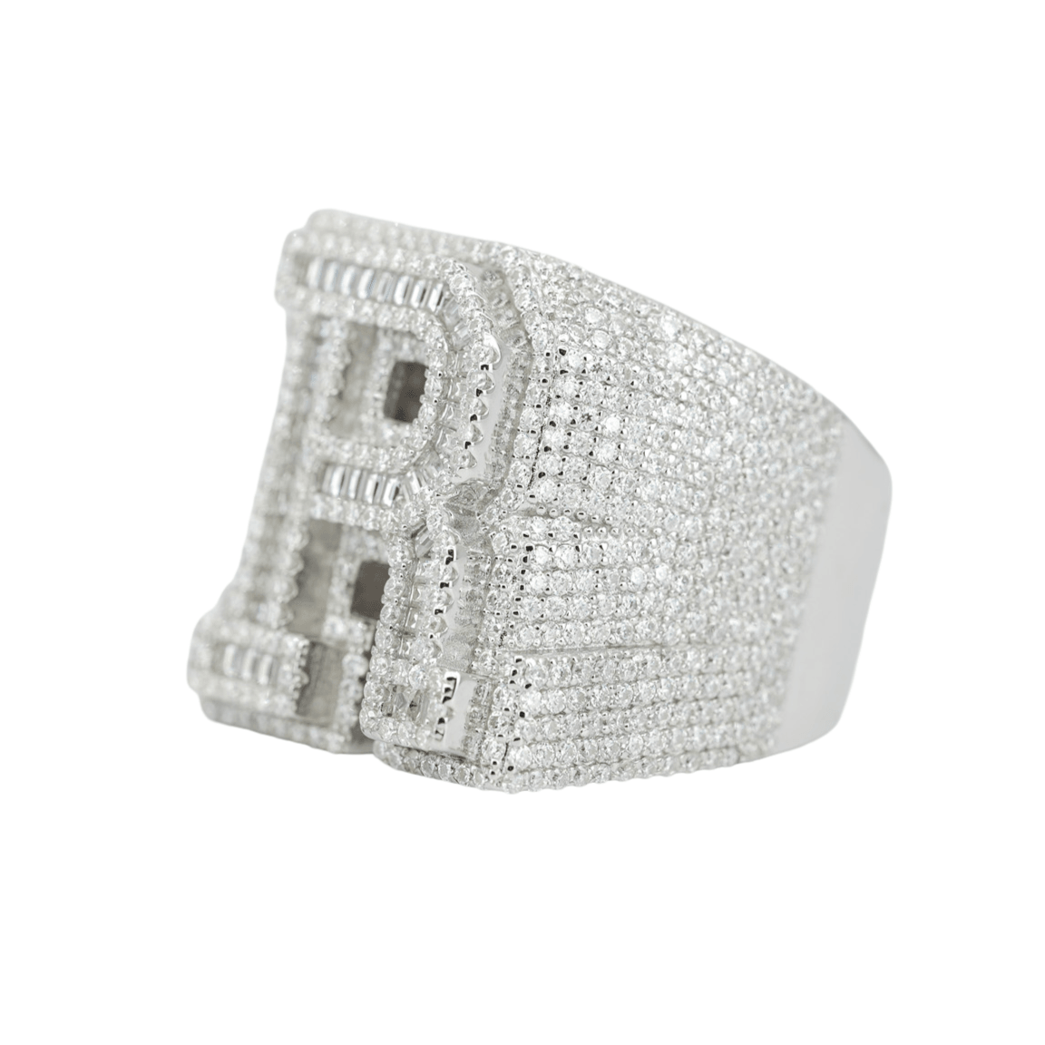 Round And Baguette Letter R Ring - Agoradiant