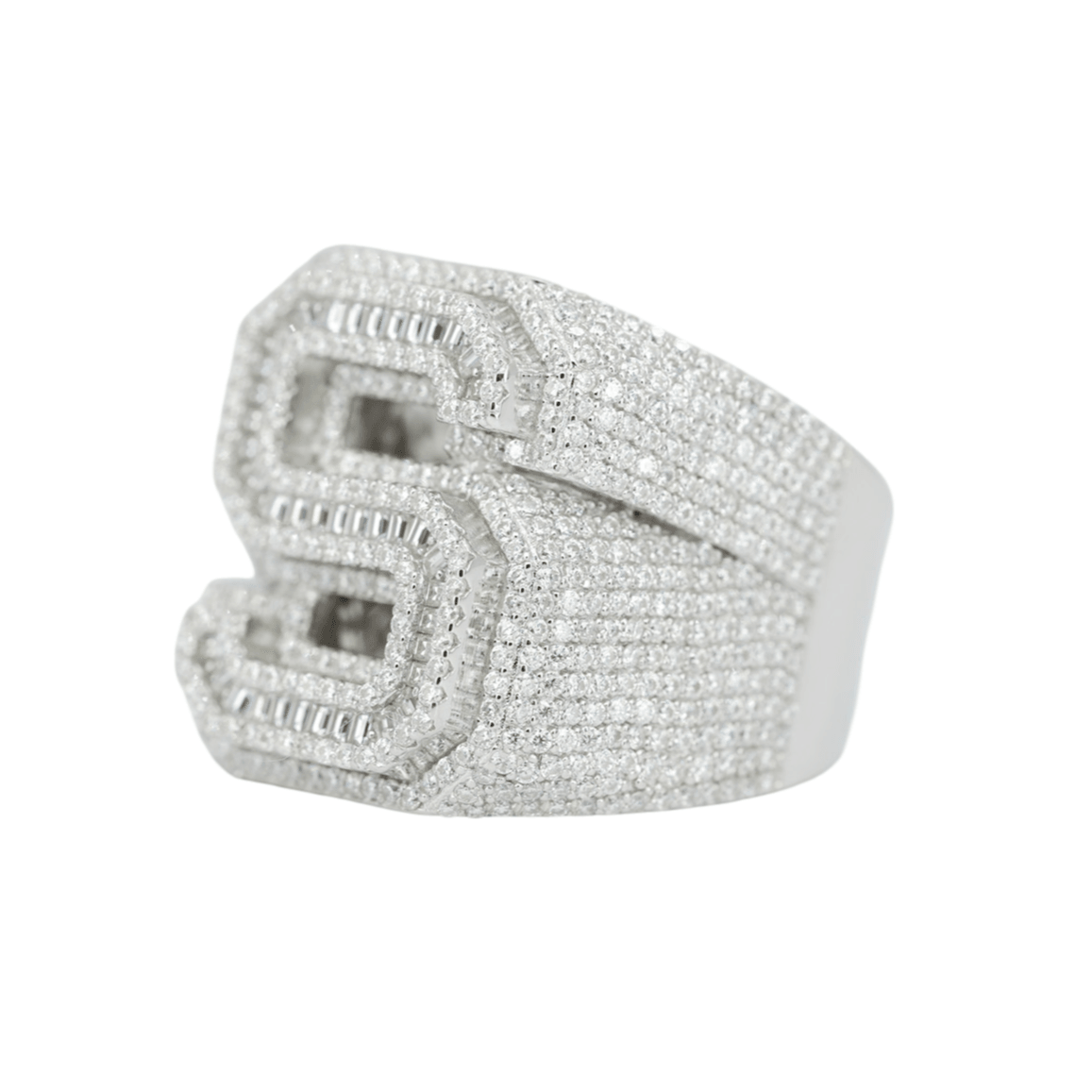 Round And Baguette Letter S Ring - Agoradiant