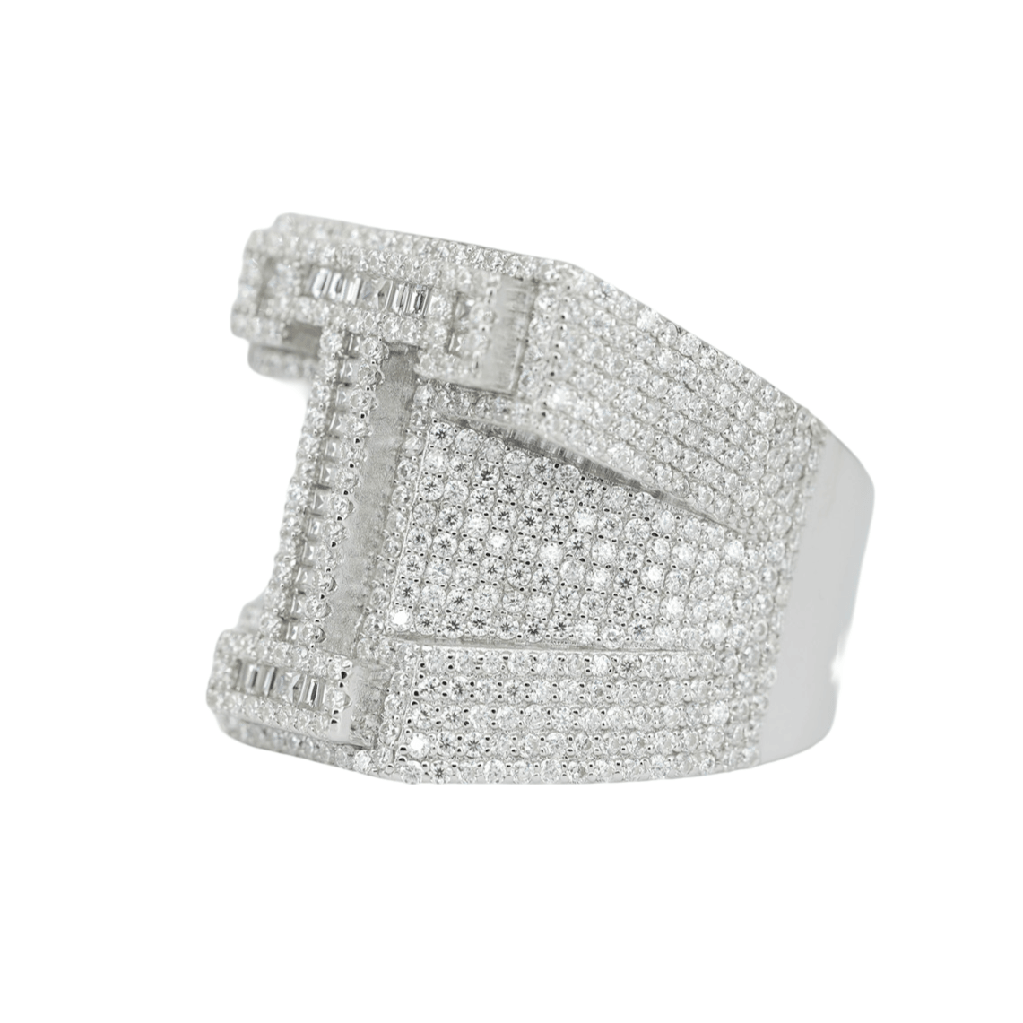 Round And Baguette Letter T Ring - Agoradiant