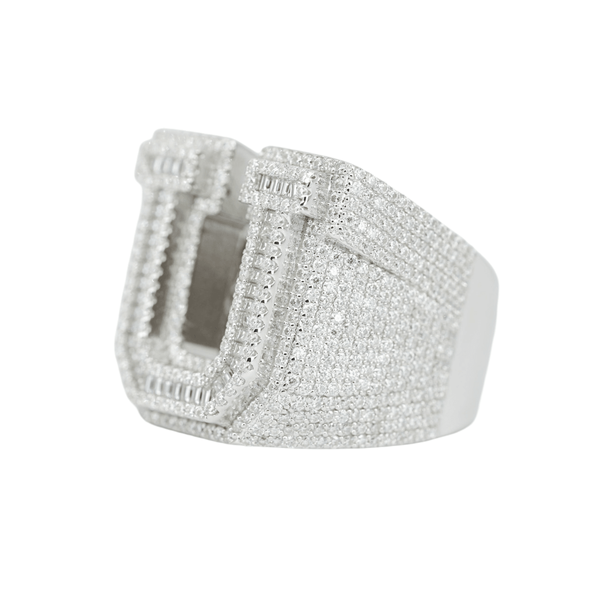 Round And Baguette Letter U Ring - Agoradiant