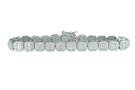 Round And Baguette VVS Moissanite Diamond Bracelet - Agoradiant