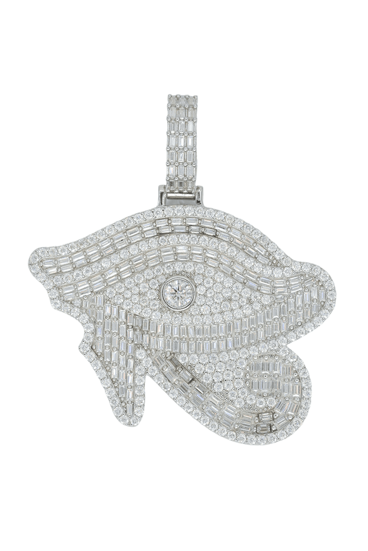Round And Baguette VVS Moissanite Diamond Horus Eye Pendant - Agoradiant