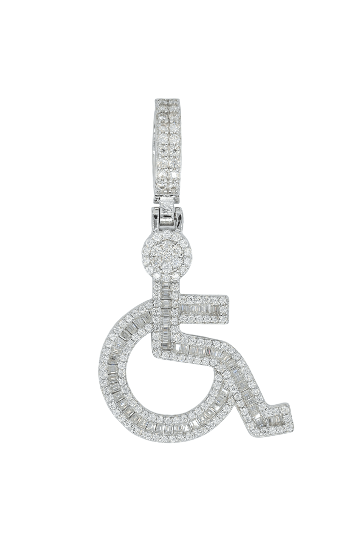 Round And Baguette VVS Moissanite Handicap Pendant - Agoradiant