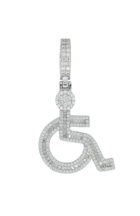 Round And Baguette VVS Moissanite Handicap Pendant - Agoradiant