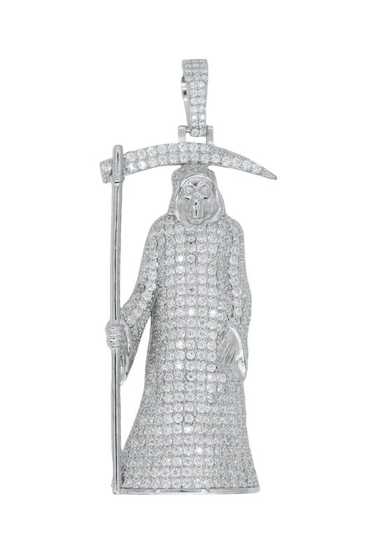 Round VVS Moissanite Diamond Grim Reaper Pendant - Agoradiant