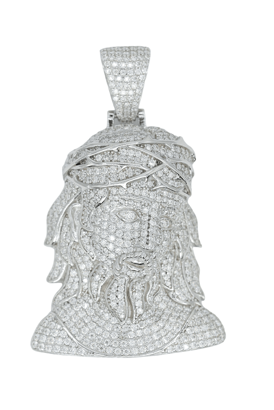 Round VVS Moissanite Diamond Jesus Pendant - Agoradiant