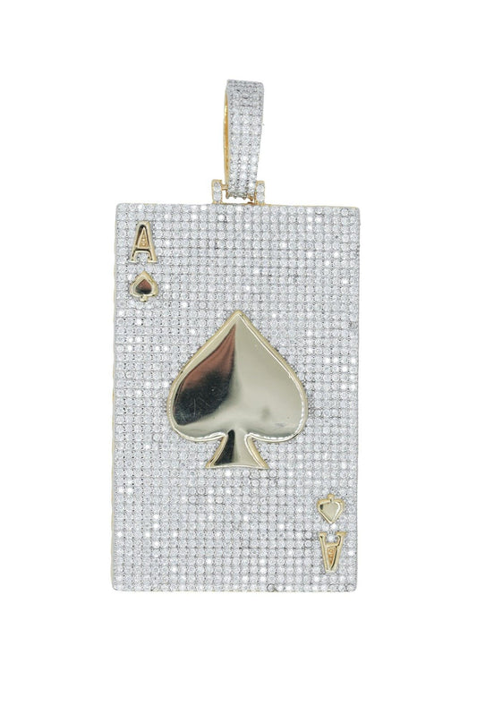 Round VVS Moissanite Diamond King Ace Pendant - Agoradiant