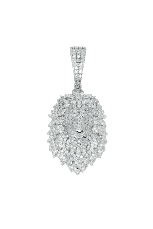 Round VVS Moissanite Diamond Lion Pendant - Agoradiant