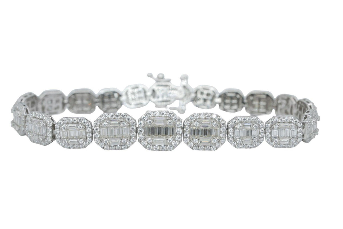 Unisex Round And Baguette VVS Moissanite Diamond Bracelet - Agoradiant