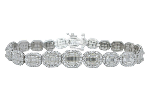 Unisex Round And Baguette VVS Moissanite Diamond Bracelet - Agoradiant