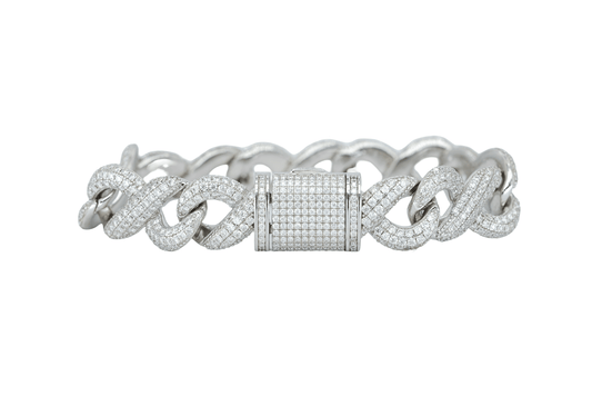 White 16mm Round VVS Moissanite Diamond Infinity Cuban Bracelet - Agoradiant