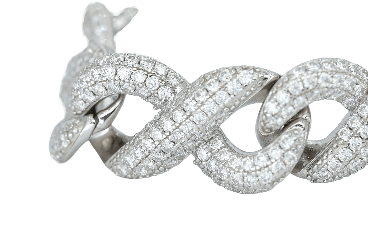 White 16mm Round VVS Moissanite Diamond Infinity Cuban Bracelet - Agoradiant