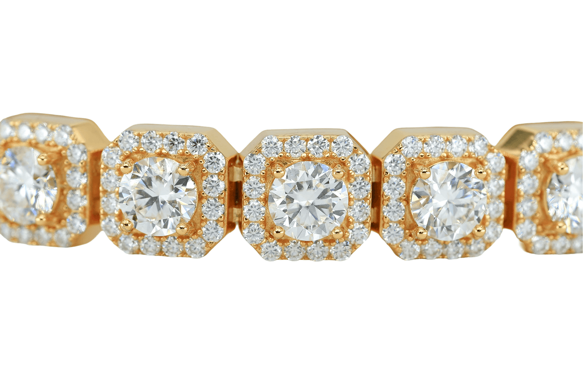 Yellow 10mm Round VVS Moissanite Diamond Square Bracelet - Agoradiant