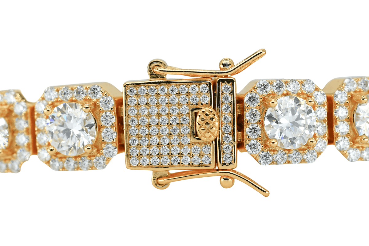 Yellow 10mm Round VVS Moissanite Diamond Square Bracelet - Agoradiant