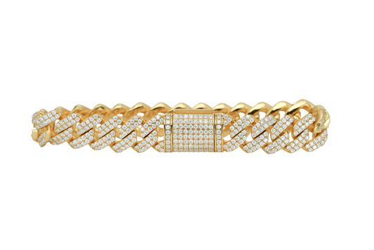 Yellow 12mm Round VVS Moissanite Diamond Cuban Bracelet - Agoradiant