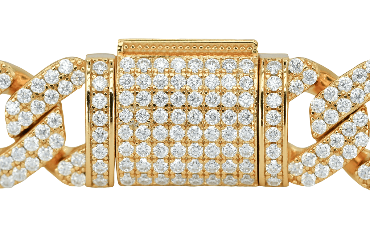 Yellow 12mm Round VVS Moissanite Diamond Cuban Bracelet - Agoradiant