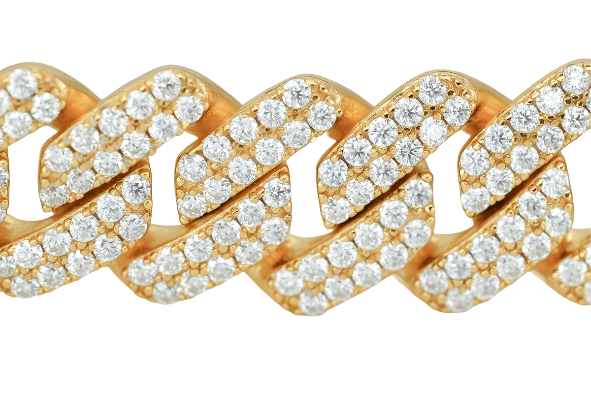 Yellow 12mm Round VVS Moissanite Diamond Cuban Bracelet - Agoradiant