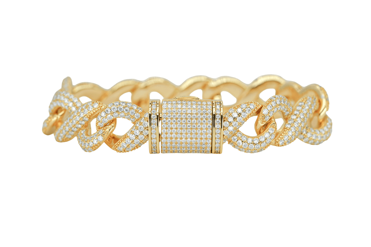 Yellow 16mm Round VVS Moissanite Diamond Infinity Cuban Bracelet - Agoradiant