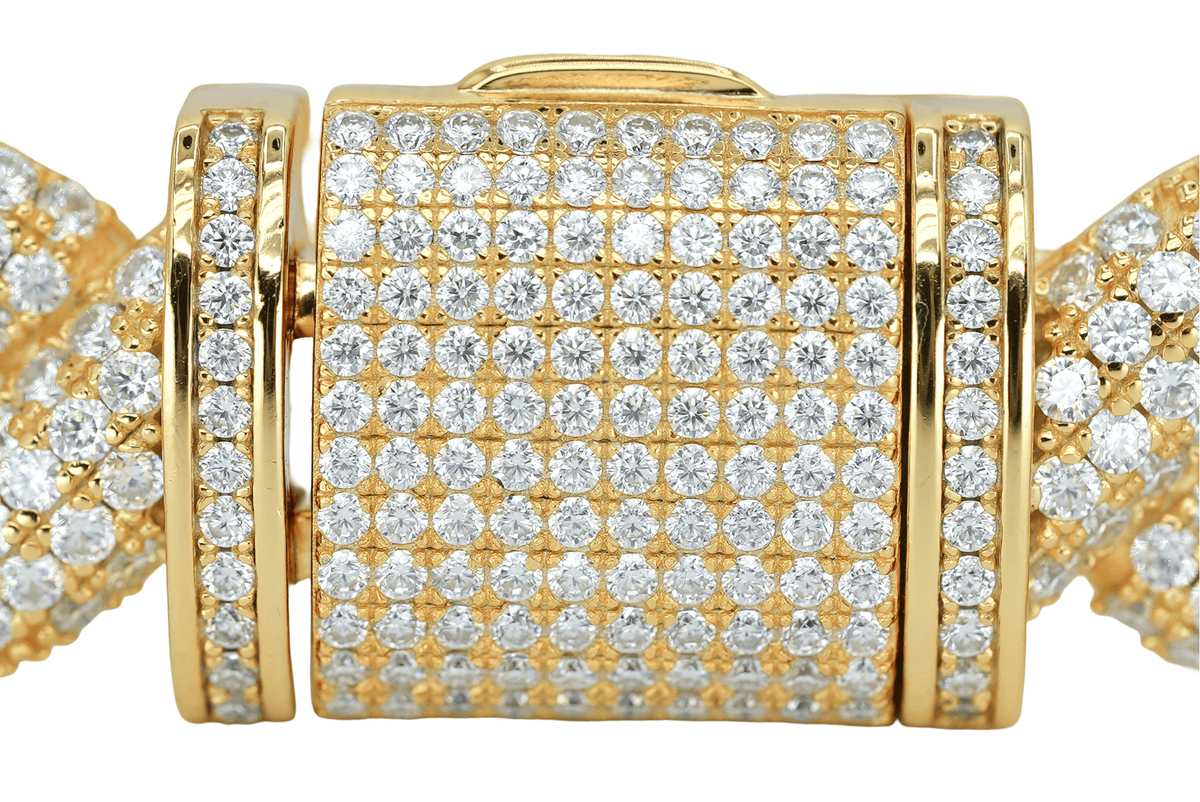 Yellow 16mm Round VVS Moissanite Diamond Infinity Cuban Bracelet - Agoradiant